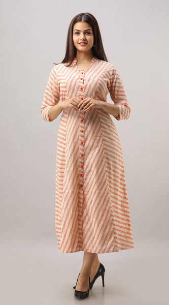 Svarchi Women's Rayon Striped Printed A-Line Kurta