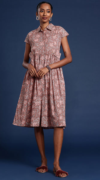 Svarchi Women Onion Bagru Print Sustainable A-Line Dress