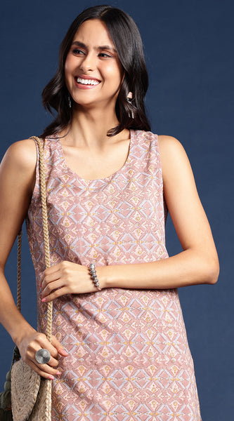 Svarchi Womens Cotton Bagru Print Stright Kurta Bottom Set (Onion)