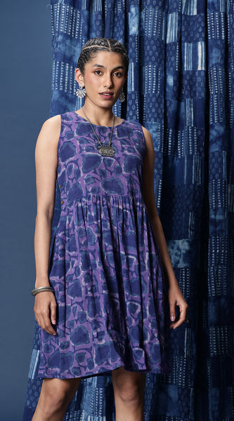 Svarchi Bagru Printed A-Line Pure Cotton Ethnic Dresses