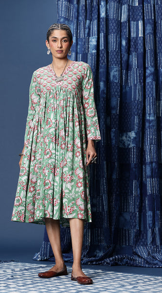 Svarchi Floral Printed A-Line Pure Cotton Ethnic Dresses