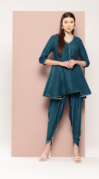 Svarchi Womens Muslin Silk Solid  Kurti & Pant Set