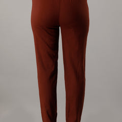 Svarchi Women's Cotton Flax Solid Straight Trouser Pant (Dark Brown)