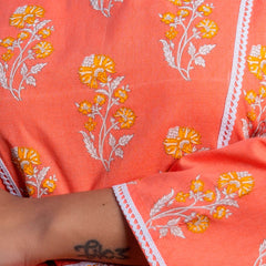 Svarchi Melon Cantaloupe Orange Premium Cotton Ankle Length Dress