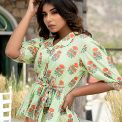 Svarchi Pistachio Green- Squash Orange Premium Cotton 2 Piece Set