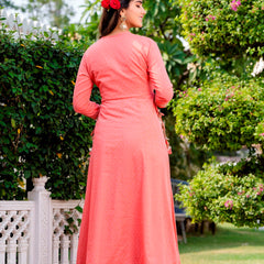 Svarchi Pink flared Kurta with Pant and Chiffon Dupatta